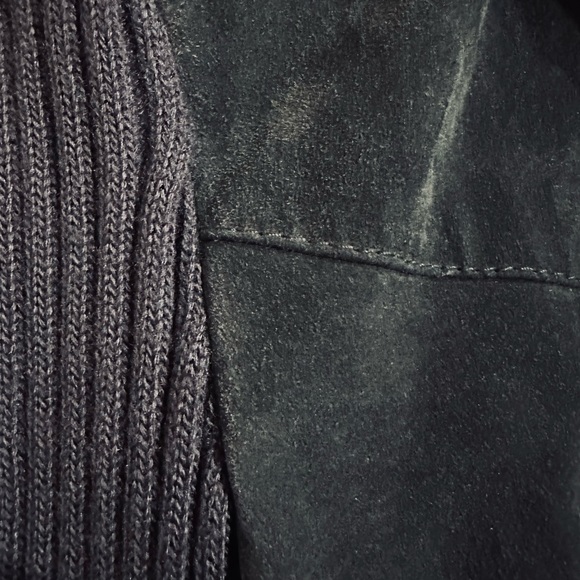 MARCELLE RENÉE / VINTAGE suede and ribbed knit jacket / Navy Blue - Picture 8 of 11